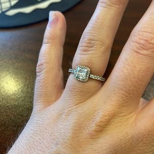 Pandora Square Sparkle Halo Ring